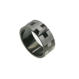 316L Stainless Steel Ring. Combination of matte and shiny polish. Width: 10mm, Sizes:5.0-13.0