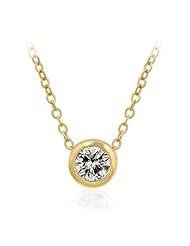 Solitaire Bezel Cubic Zirconia Golden Pendant Necklace