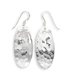 Large Oval Hammered French Wire Earrings