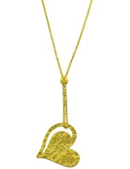 14 Karat Yellow Gold Hammered Cut-out Heart Necklace (17 Inch)
