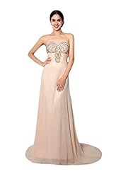 Strapless Chiffon Natural   Waistline Beaded Crystal Crystals Evening Dress/Prom Dress 