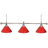 Trademark Premium 60 Inch 3 Shade Billiard Lamp Red and Silver, Red