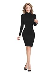 Polyester Open-Back Backless Turtleneck Cocktail Long Sleeves Bodycon Dress/Club Dress/Evening Dress/Party Dress/Midi Dress 