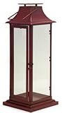 IMAX Charming Tall Red Metal Lantern with Glass Panels and Hinged Door Holds Pillar Candle IMAX Charming Tall Red Metal Lantern with Glass Panels and Hinged Door Holds Pillar Candle