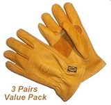 IMAGE OF G & F 6203M-3 Premium Genuine Grain Cowhide Leather Gloves with Reinforced Patch Palm, 3-Pair, Medium
