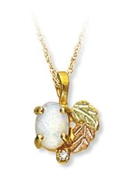 Black Hills Gold Opal Necklace with.01 tw Diamond