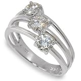 4.5mm Round Moissanite 3 Stone Ring