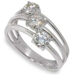 4.5mm Round Moissanite 3 Stone Ring
