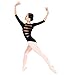 Adult 3/4 Sleeve Striped Back Leotard N8678BLKM Black Medium