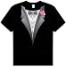 Black Tuxedo Tux with Pink Carnation Flower T-Shirt Tee