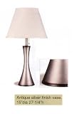 Set of Two Antique Silver Finish Vase Style Table Lamps