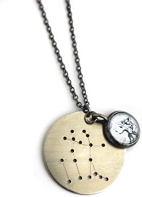 Zodiac Constellation Necklace Pendant - Silver or Gold - (Nickel - Silver Tone Canis Major)
