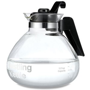Medelco 12-Cup Glass Stovetop Whistling Kettle