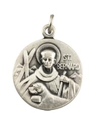 Clevereves Sterling Silver 18.00 mm Saint Bernard Medal With 18.00 Inch Chain