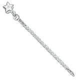 Sterling Silver 10 inch Hollow Polished 3-Dimensional CZ (Cubic Zirconia) Star Anklet - 10 inch