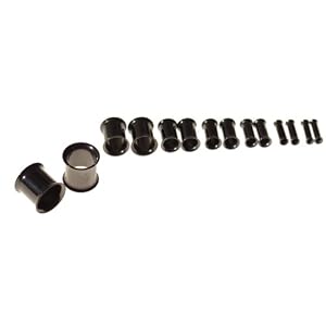 Titanium Anodized Tunnel Set 14pc. Smooth Black Titanium Ear Tunnel Plug Gauging Set Sizes 10g, 8g, 6g, 4g, 2g, 0g, 00g (Jewelry)