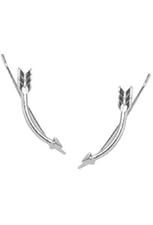 Humble Chic Women's Arrow Ear Crawlers - Curved Goldtone Dart Stud Earrings