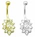 14K Gold Belly Ring with Gorgeous Marquise Shape title=