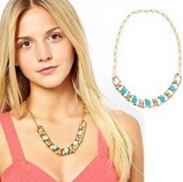 Buyinhouse Fashion Ornaments Creative Trendy with Personality Concise Simple Sapphire Blue Gem Pendant Short Style Necklace