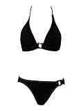 Hobie Black 2pc Surfers Bikini w/ Banded Halter & Hipster Pant w/ Square Ring