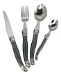 Laguiole Production -419693-M�nag�re 24 Pi�ces Laguiole + Service � D�couper 2 p Abs Nacr� Gris - Inox - Thiers France