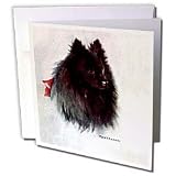 Dogs Pomeranian - Black Pomeranian - Greeting Cards-12 Greeting Cards with envelopes