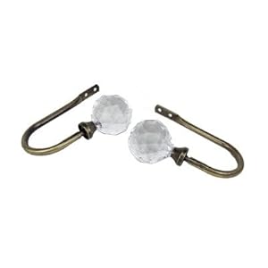 Set of 2 Window Treatment Faceted Holdbacks in Brass