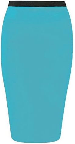 Millis Women's Plain Office Work Pencil Stretch Bodycon Mini Midi Skirt US 20 - 22 Teal