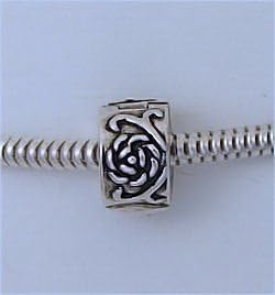 ROSE Flower Clip Lock Stopper Antiqued Silver Tone European Bead