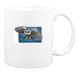Mug with owl, wings, night, branch, bird