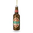 Metallic Hand Painted Beer Bottle Ornament with Gold Hanging Ribbon