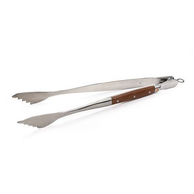 Outset QL20 Curtis Lloyd Stainless-Steel Barbecue Tongs with Walnut-Wood Handles