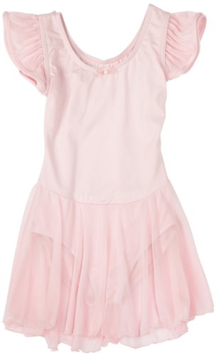 Capezio Big Girls' Flutter-Sleve Dress Leotard,Pink,Intermediate (6-8)