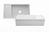 Farmhaus Fireclay Large Quatro Alcove Reversible Fireclay Kitchen Sink with Drain Board Finish: Black
