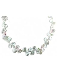 18" 14K Pink & White Freshwater Petal Pearl Necklace Accented with Peridot