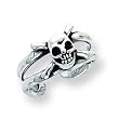 Sterling Silver Antiqued Skull Toe Ring