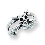 Sterling Silver Antiqued Skull Toe Ring