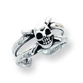 Sterling Silver Antiqued Skull Toe Ring