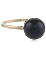 14k Yellow Gold 10-10.5mm Black Freshwater Cultured Pearl Solitaire Ring, Size 8