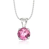 2.50 Carat Pink Topaz Pendant Necklace In 14kt White Gold