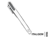 Italgems Men's Stainless Steel Carbon Fiber And Cubic Zirconia (cz) Ti...