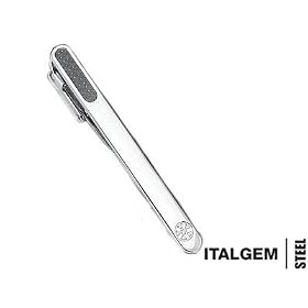 Italgems Mens Stainless Steel Carbon Fiber and Cubic Zirconia (CZ) Tie Clip by MyJewelryBox.com