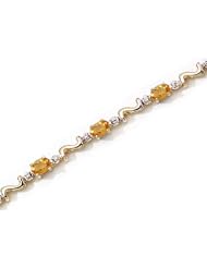 14K Yellow Gold Oval Citrine and Diamond Bracelet