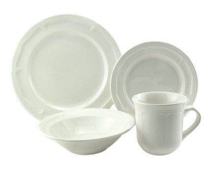 Simply White Stoneware Dinnerware, 16 Piece Set On Sale