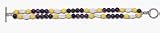 7 1/2 Amethyst, Yellow Jade and Moonstone Semi Precious Bead Bracelet - Sterling Silver Jewelry