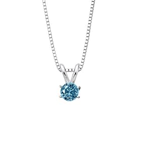 0.47ct.Blue-SI3RoundBrilliantCutDiamondSolitairePendantwithChain(WhiteorYellowGold)