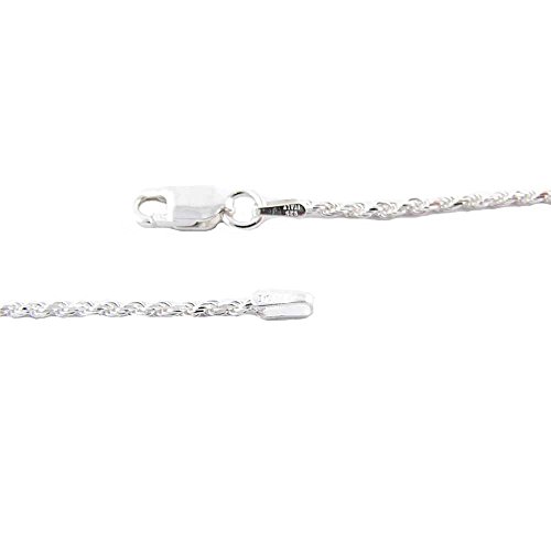 1.5mm Diamond Cut Rope Sterling Silver Nickel Free Chain Necklace Italy 18 Inch