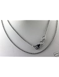 Solid 14k Black (Rhodium) Gold Cable Link Chain Necklace (0.8mm ), 18" Italian 1.36g