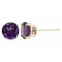 14k Yellow Gold 6mm Round Amethyst 4-Prong Stud Earrings