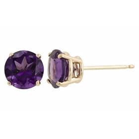 14k Yellow Gold 6mm Round Amethyst 4-Prong Stud Earrings by Amazon.com Collection